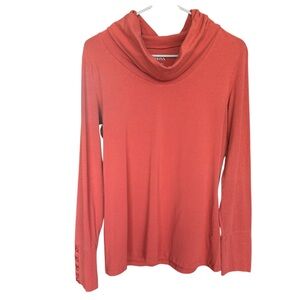 Merona Cowl Neck Cotton Blend Long Button Embellished Cuff Soft Orange L